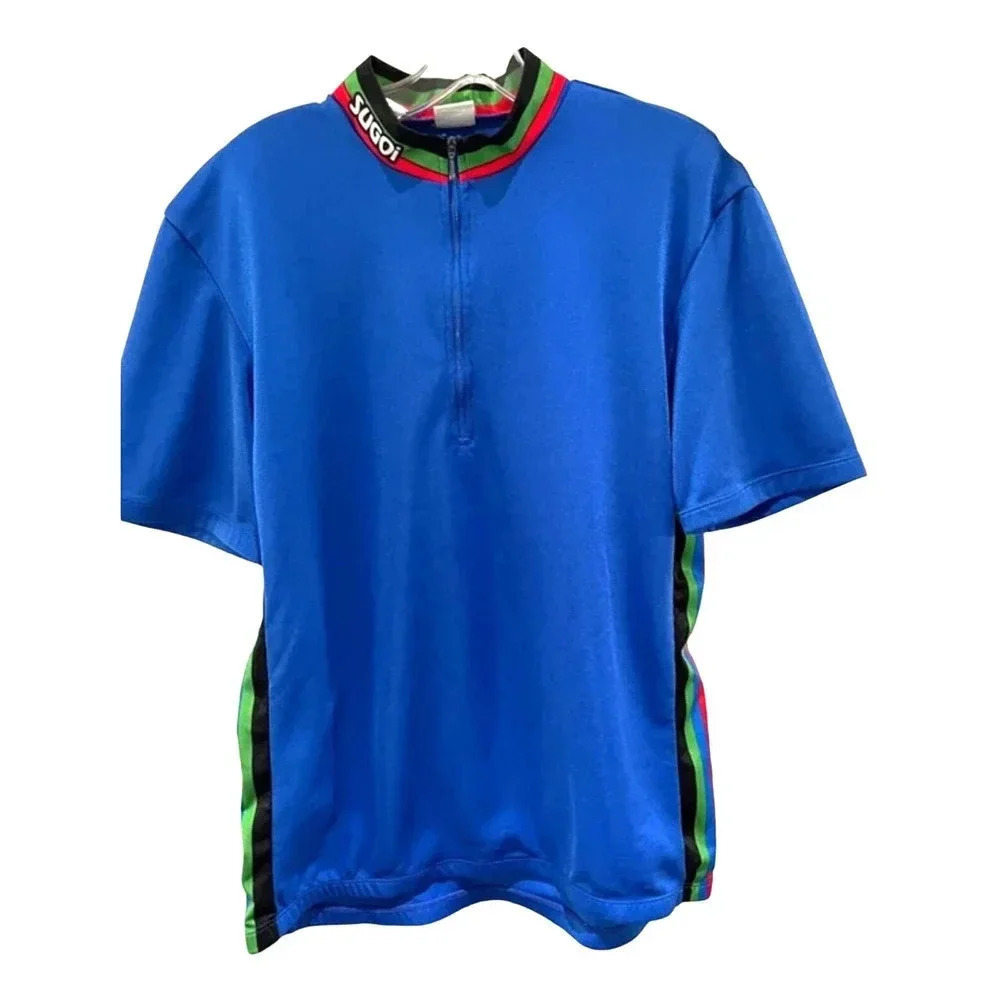 VTG Y2K Sugoi 1/4 Zip Cycling Jersey 3 Back Pockets Mens Size M-L Stretch